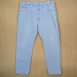 Wrangler Denim Jeans Mens 42x32 Light Wash‎ Straight Leg USA Vtg Retro Western